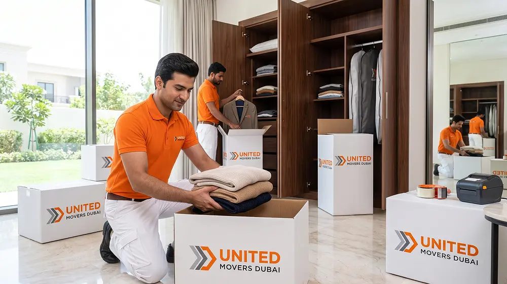 Clothes securely packed for a Dubai home move