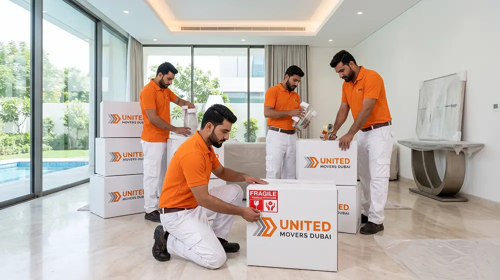 Fragile moving boxes clearly labeled for careful handling