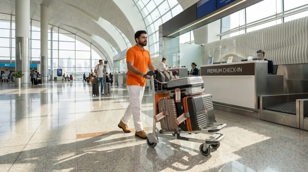 Bags checked upon arrival at the terminal