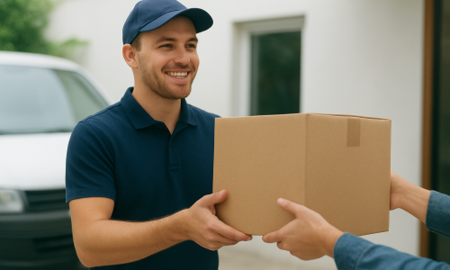 Delivery Man with Package in Hand Delivery Man with Package in Hand